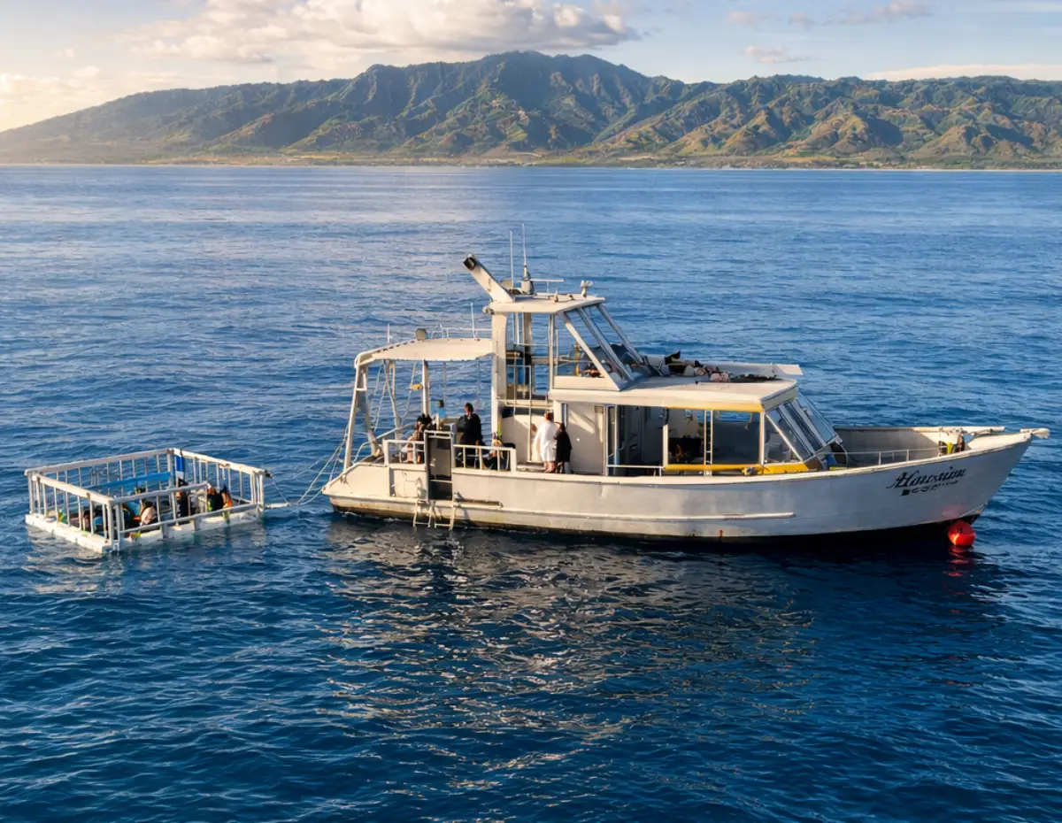 Shark Diving in the ocean - Oahu, Hawaii